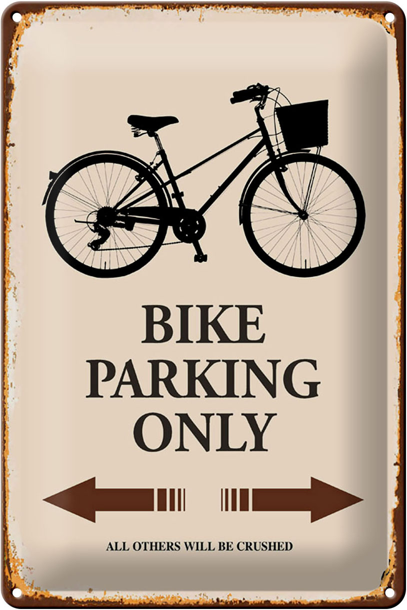 Schild Blech 20x30cm - Made in Germany - Spruch Bike parking only Fahrrad parken Metall Deko Blechschild