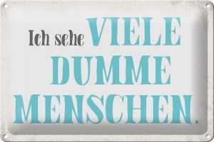 Schild Blech 30x20cm - Made in Germany - Spruch ich sehe viele dumme Menschen Metall Deko Blechschild