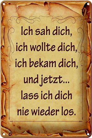 Schild Blech 20x30cm - Made in Germany - Spruch ich sah dich ich bekam dich und Metall Deko Blechschild