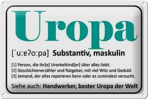 Schild Blech 30x20cm - Made in Germany - Spruch Uropa Handwerker bester Uropa Metall Deko Blechschild
