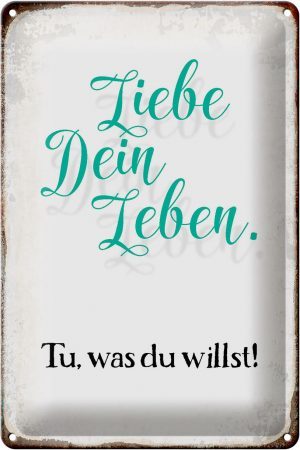 Schild Blech 20x30cm - Made in Germany - Spruch liebe dein Leben tue was willst Metall Deko Blechschild