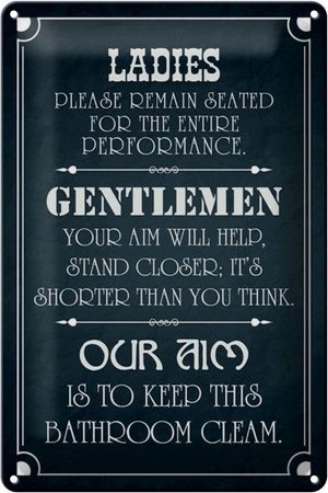 Schild Blech 20x30cm - Made in Germany - Spruch Ladies Gentlemen Badezimmer Metall Deko Blechschild