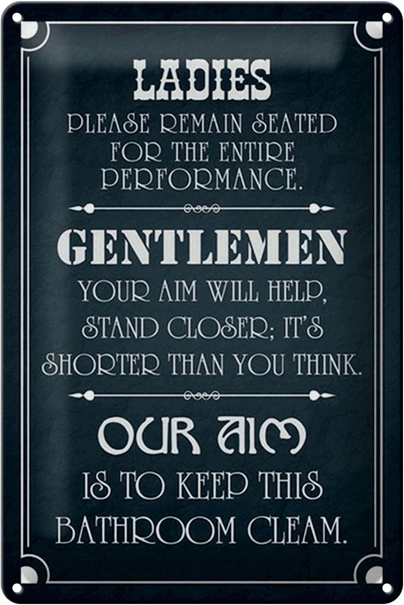 Schild Blech 20x30cm - Made in Germany - Spruch Ladies Gentlemen Badezimmer Metall Deko Blechschild