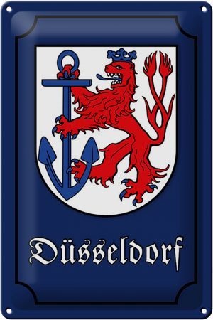 Schild Blech 20x30cm - Made in Germany - Wappen Düsseldorf Stadtwappen Stadt Metall Deko Blechschild