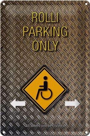 Schild Blech 20x30cm - Made in Germany - Spruch Parken Rolli parking only Metall Deko Blechschild