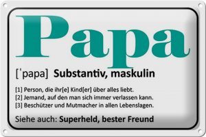 Schild Blech 30x20cm - Made in Germany - Spruch Papa Superheld bester Freund Metall Deko Blechschild