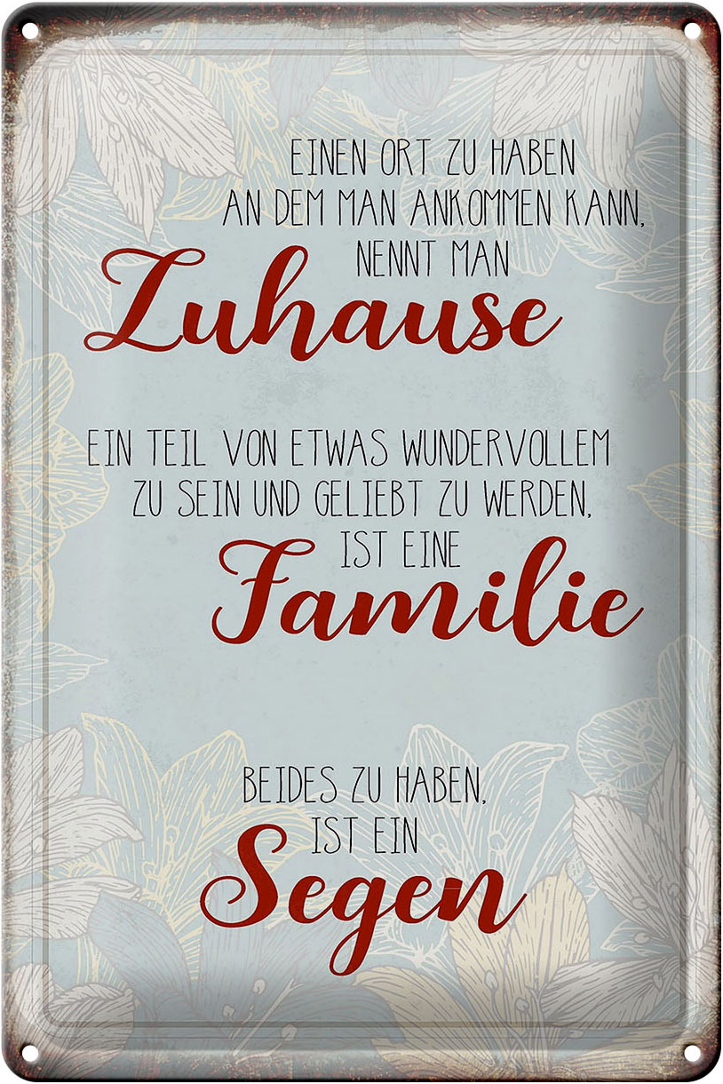 Schild Blech 20x30cm - Made in Germany - Spruch Zuhause Familie Segen Metall Deko Blechschild