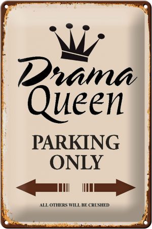 Schild Blech 20x30cm - Made in Germany - Spruch Drama Queen parking only Metall Deko Blechschild