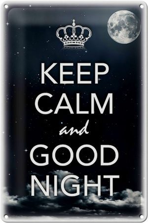 Schild Blech 20x30cm - Made in Germany - Spruch Keep Calm and good night Metall Deko Blechschild