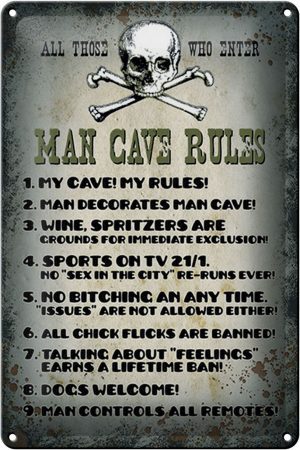 Schild Blech 20x30cm - Made in Germany - Spruch Man cave rules wine spritzers Metall Deko Blechschild