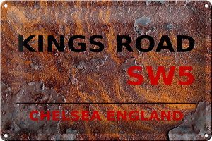 Schild Blech 30x20cm - Made in Germany - London Chelsea Kings Road SW5 Metall Deko Blechschild