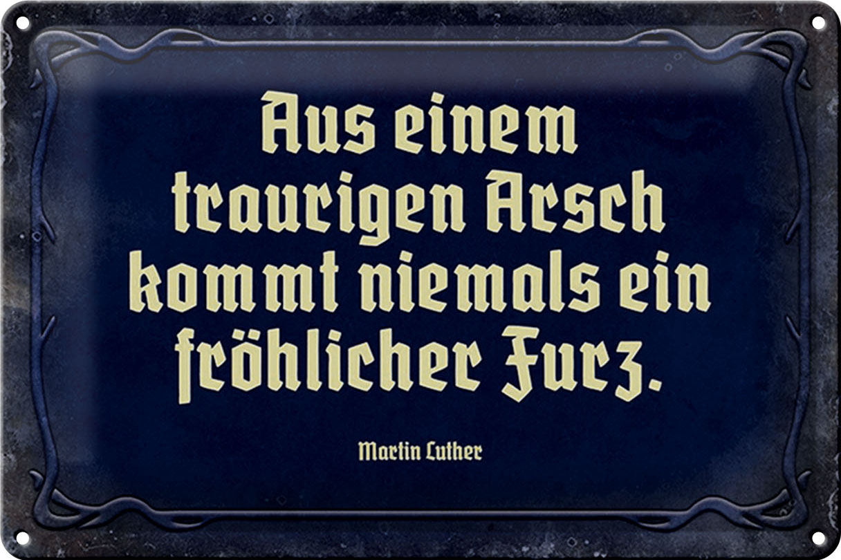 Schild Blech 30x20cm - Made in Germany - Spruch aus einem traurigen Arsch kommt Metall Deko Blechschild