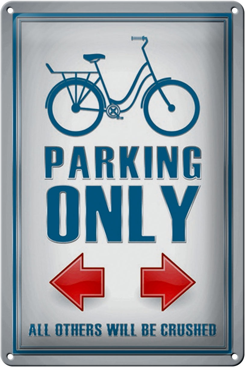 Schild Blech 20x30cm - Made in Germany - Parken Bike parking only left right Metall Hinweis Blechschild
