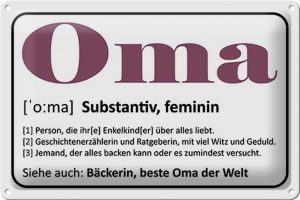 Schild Blech 30x20cm - Made in Germany - Spruch Oma Bäckerin beste Oma Welt Metall Deko Blechschild
