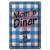Schild Blech 20x30cm - Made in Germany - Spruch Moms Diner open 24 hours Herz Metall Deko Blechschild