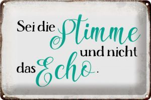 Schild Blech 30x20cm - Made in Germany - Spruch sei die Stimme nicht das Echo Metall Deko Blechschild