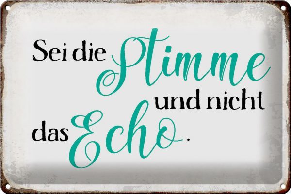 Schild Blech 30x20cm - Made in Germany - Spruch sei die Stimme nicht das Echo Metall Deko Blechschild