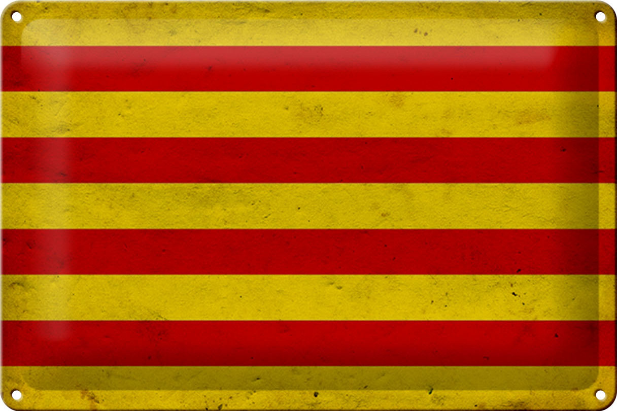 Schild Blech 30x20cm - Made in Germany - Flagge Seneyera Fahne Ctalan Metall Deko Blechschild