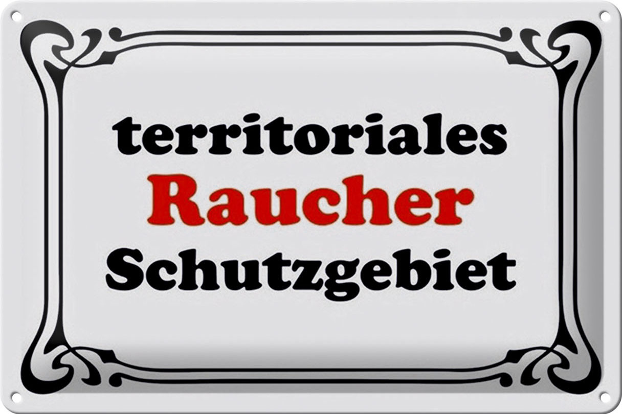 Schild Blech 30x20cm - Made in Germany - Raucher Schutzgebiet Metall Deko Blechschild
