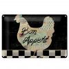 Schild Blech 30x20cm - Made in Germany - Spruch Huhn Hühner Bon Appetit Eier Metall Deko Blechschild
