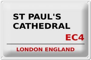 Schild Blech 30x20cm - Made in Germany - London England St Pauls Cathedral EC4 Metall Deko Blechschild