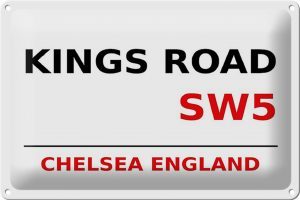 Schild Blech 30x20cm - Made in Germany - London Chelsea Kings Road SW5 Metall Deko Blechschild
