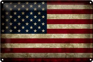 Schild Blech 30x20cm - Made in Germany - Flagge Vereinigte Staaten Amerika USA Metall Deko Blechschild