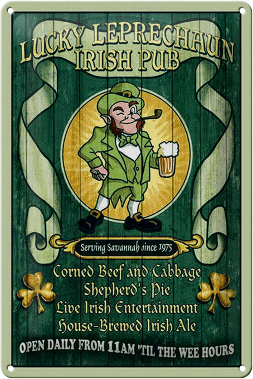 Schild Blech 20x30cm - Made in Germany - Bier Irish Pub open daily from 11am Metall Deko Blechschild