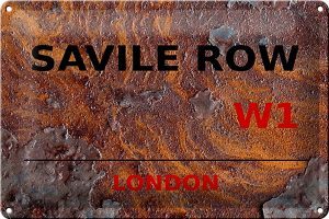 Schild Blech 30x20cm - Made in Germany - London Savile Row W1 Rost Metall Deko Blechschild