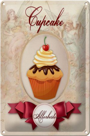 Schild Blech 20x30cm - Made in Germany - Spruch Cupcake Allerbeste Metall Deko Blechschild