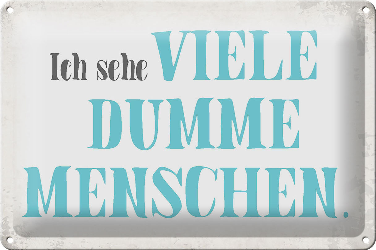 Schild Blech 30x20cm - Made in Germany - Spruch ich sehe viele dumme Menschen Metall Deko Blechschild – Bild 2