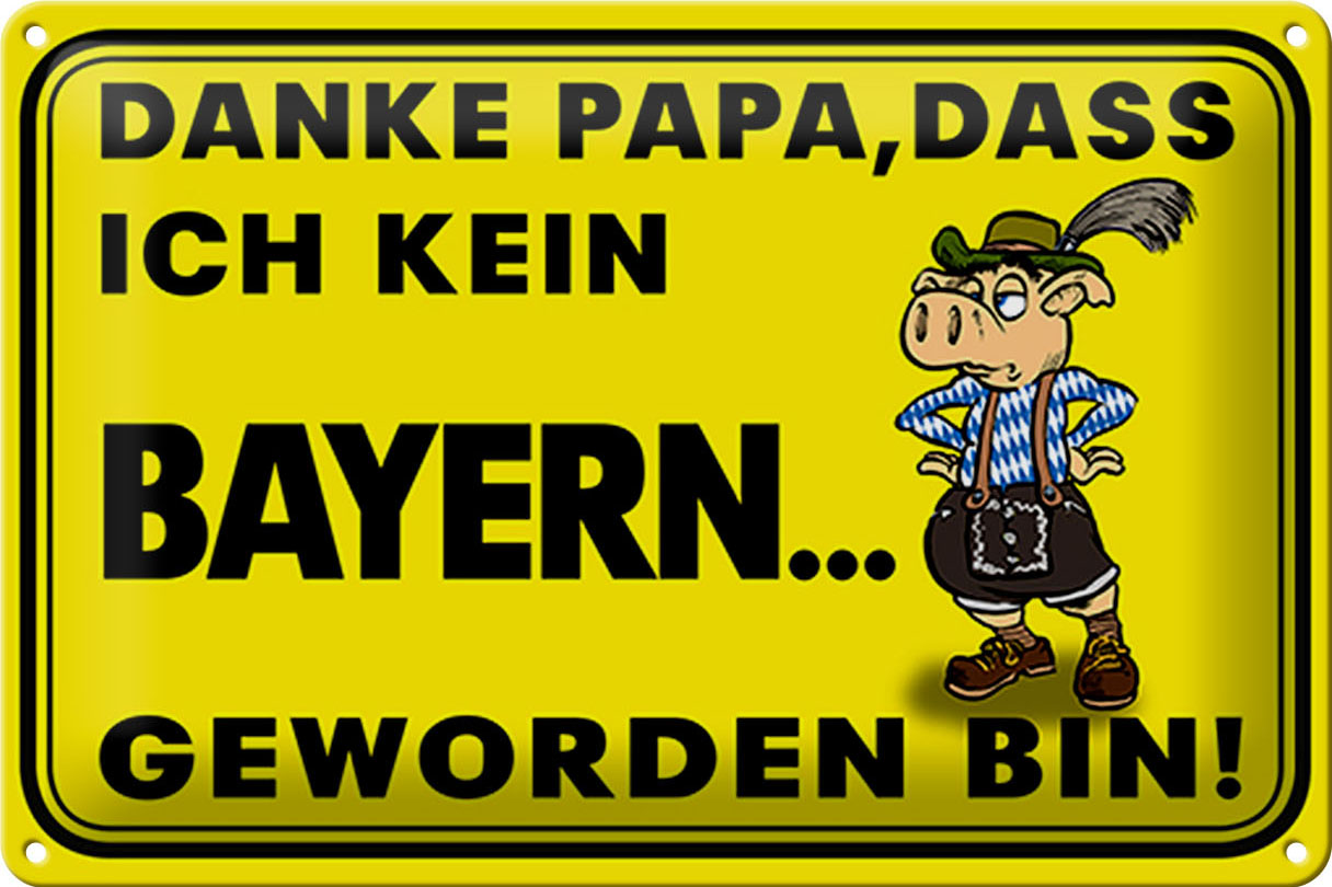 Schild Blech 30x20cm - Made in Germany - Spruch Danke Papa dass ich kein Bayer Metall Deko Blechschild