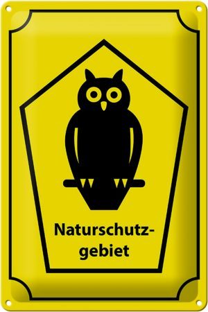 Schild Blech 30x20cm - Made in Germany - Natur Naturschutzgebiet Eule Metall Deko Blechschild
