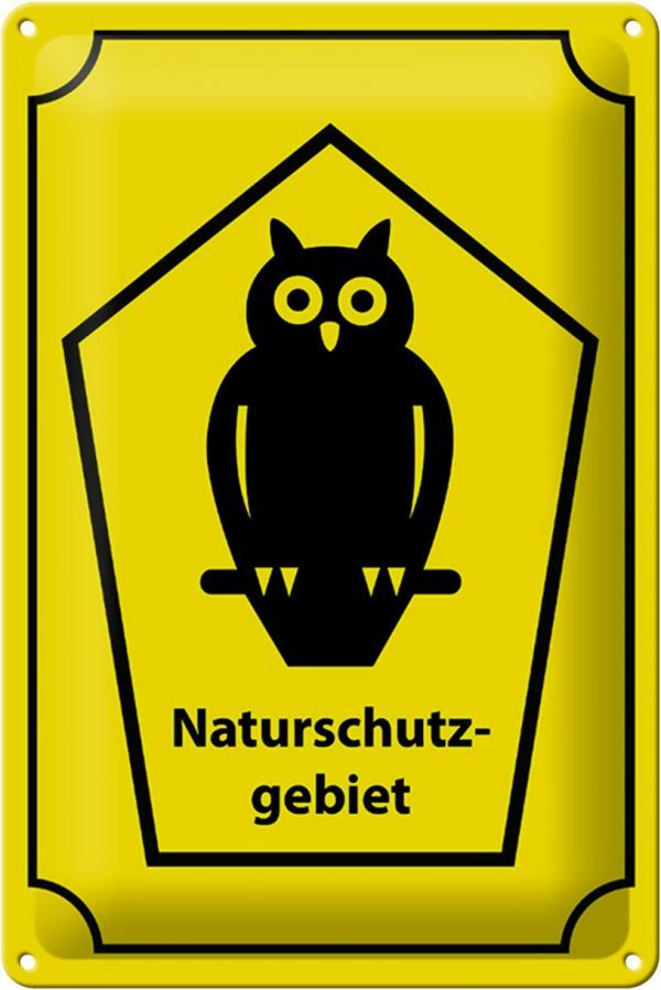 Schild Blech 30x20cm - Made in Germany - Natur Naturschutzgebiet Eule Metall Deko Blechschild