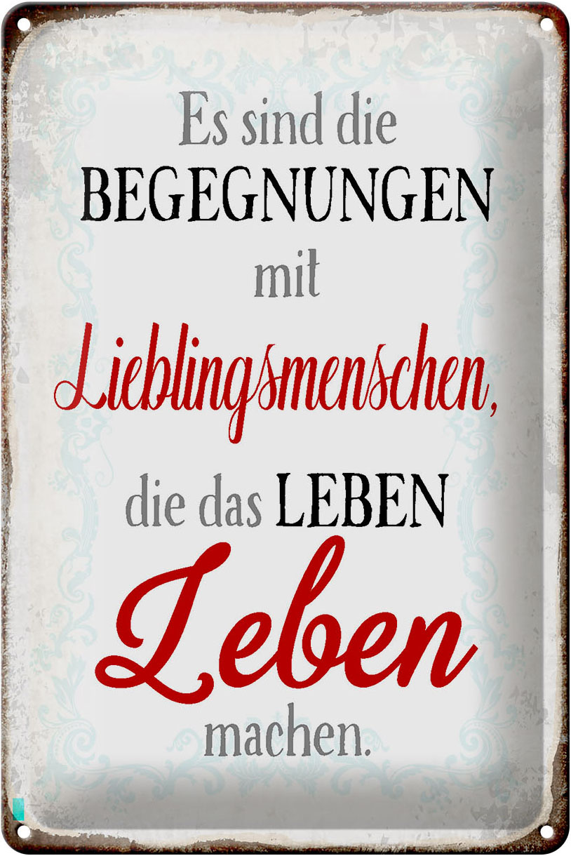 Schild Blech 20x30cm - Made in Germany - Spruch Begegnungen Lieblingsmenschen Metall Deko Blechschild