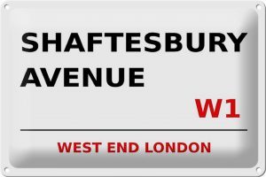 Schild Blech 30x20cm - Made in Germany - London West End Shaftesbury Avenue W1 Metall Deko Blechschild