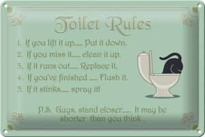 Schild Blech 30x20cm - Made in Germany - Spruch Toilet Rules if you lift it up Metall Deko Blechschild