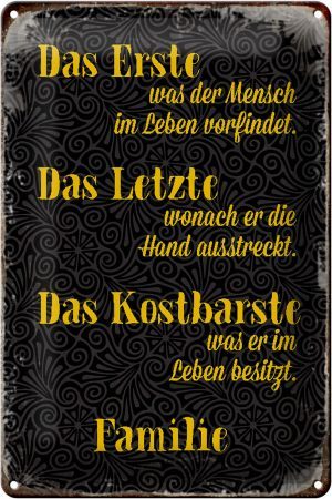 Schild Blech 20x30cm - Made in Germany - Spruch Familie erste letzte kostbarste Metall Deko Blechschild