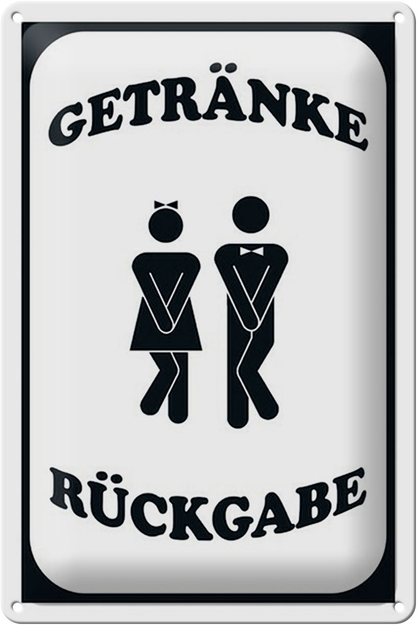 Schild Blech 20x30cm - Made in Germany - Spruch Getränke Rückgabe WC lustig Metall Deko Blechschild