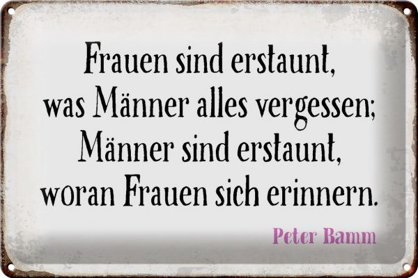 Schild Blech 30x20cm - Made in Germany - Spruch Frauen Männer sind erstaunt was Metall Deko Blechschild