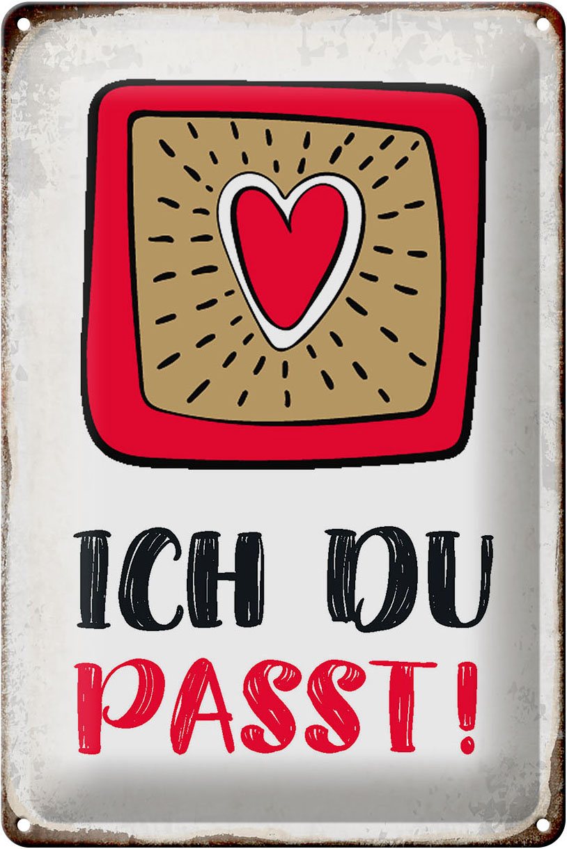 Schild Blech 20x30cm - Made in Germany - Spruch ich du passt Herz Liebe Metall Deko Blechschild