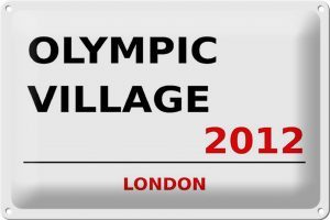 Schild Blech 30x20cm - Made in Germany - London Olympic Village 2012 Metall Deko Blechschild