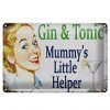 Schild Blech 30x20cm - Made in Germany - Spruch Gin Tonic Mummys little helper Metall Deko Blechschild
