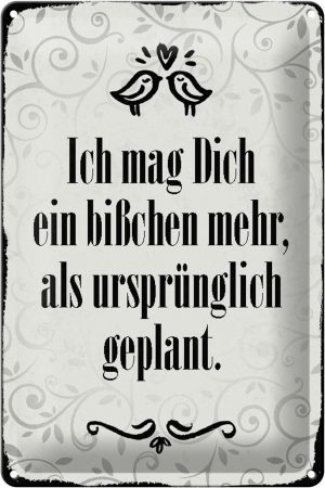 Schild Blech 20x30cm - Made in Germany - Spruch ich mag dich ein bißchen mehr Metall Deko Blechschild