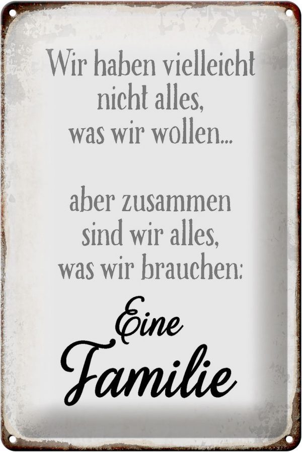 Schild Blech 20x30cm - Made in Germany - Spruch eine Famile zusammen wir alles Metall Deko Blechschild