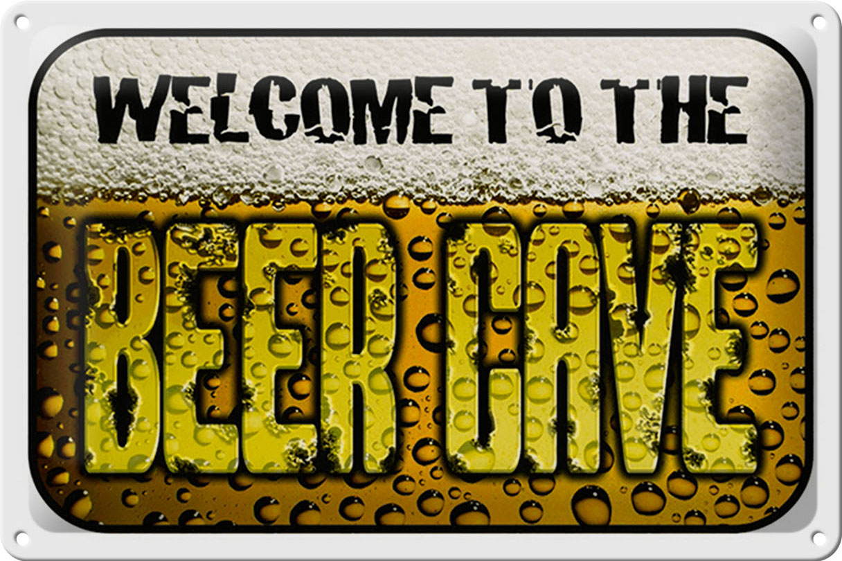 Schild Blech 30x20cm - Made in Germany - Bier welcome to the beer cave Metall Deko Blechschild
