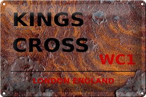 Schild Blech 30x20cm - Made in Germany - London Kings Cross WC1 Rost Metall Deko Blechschild