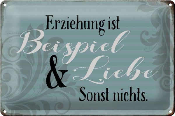 Schild Blech 30x20cm - Made in Germany - Spruch Erziehung ist Beispiel und Liebe Metall Deko Blechschild