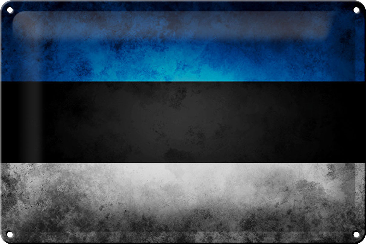 Schild Blech 30x20cm - Made in Germany - Flagge Estland Fahne Metall Deko Blechschild