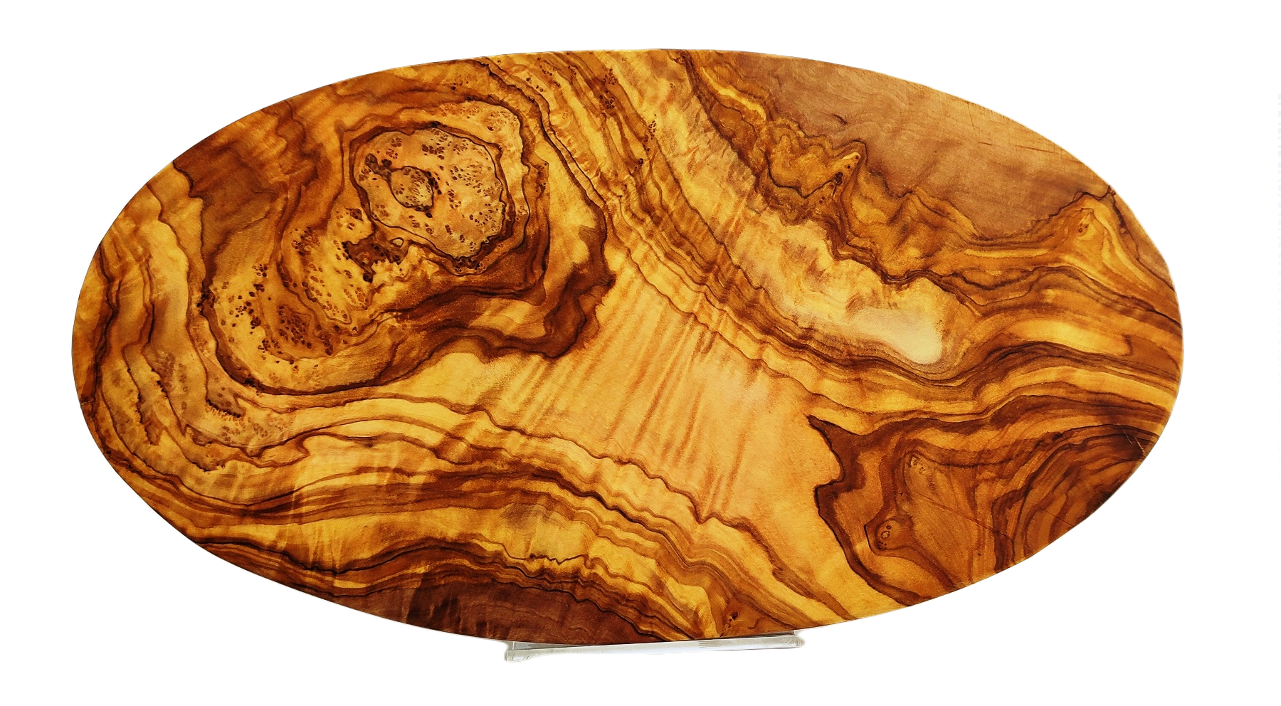 Handgemachtes Frühstücksbrett aus Olivenholz - 30 cm oval, robust und optisch ansprechend – Bild 4